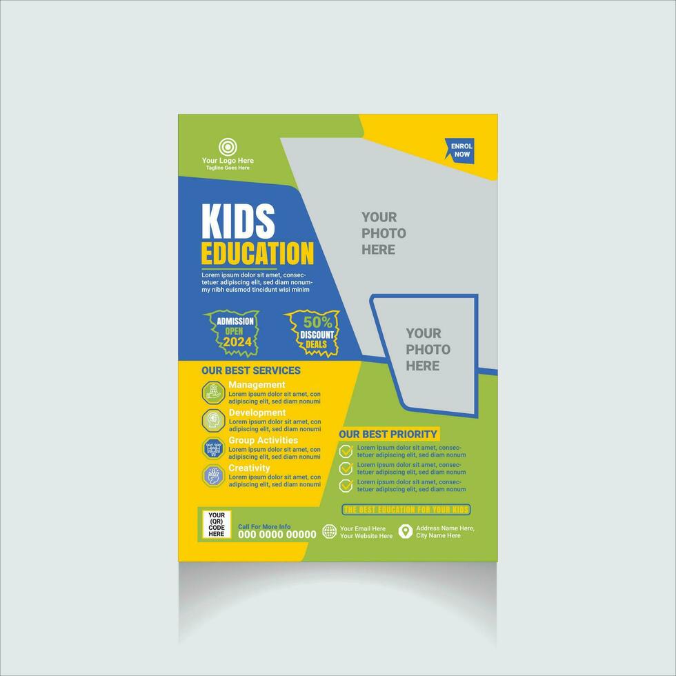 Kinder Schule Flyer Design vektor