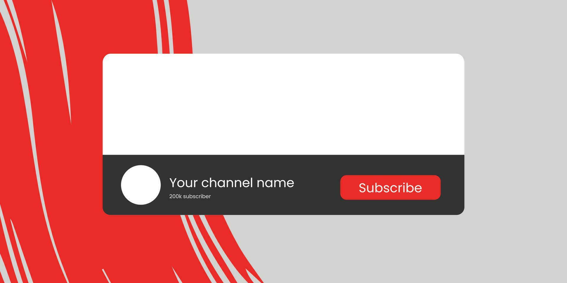 Youtube kanal namn lägre tredje med innehåll Platshållare. Platshållare för kanal logotyp. vektor illustration