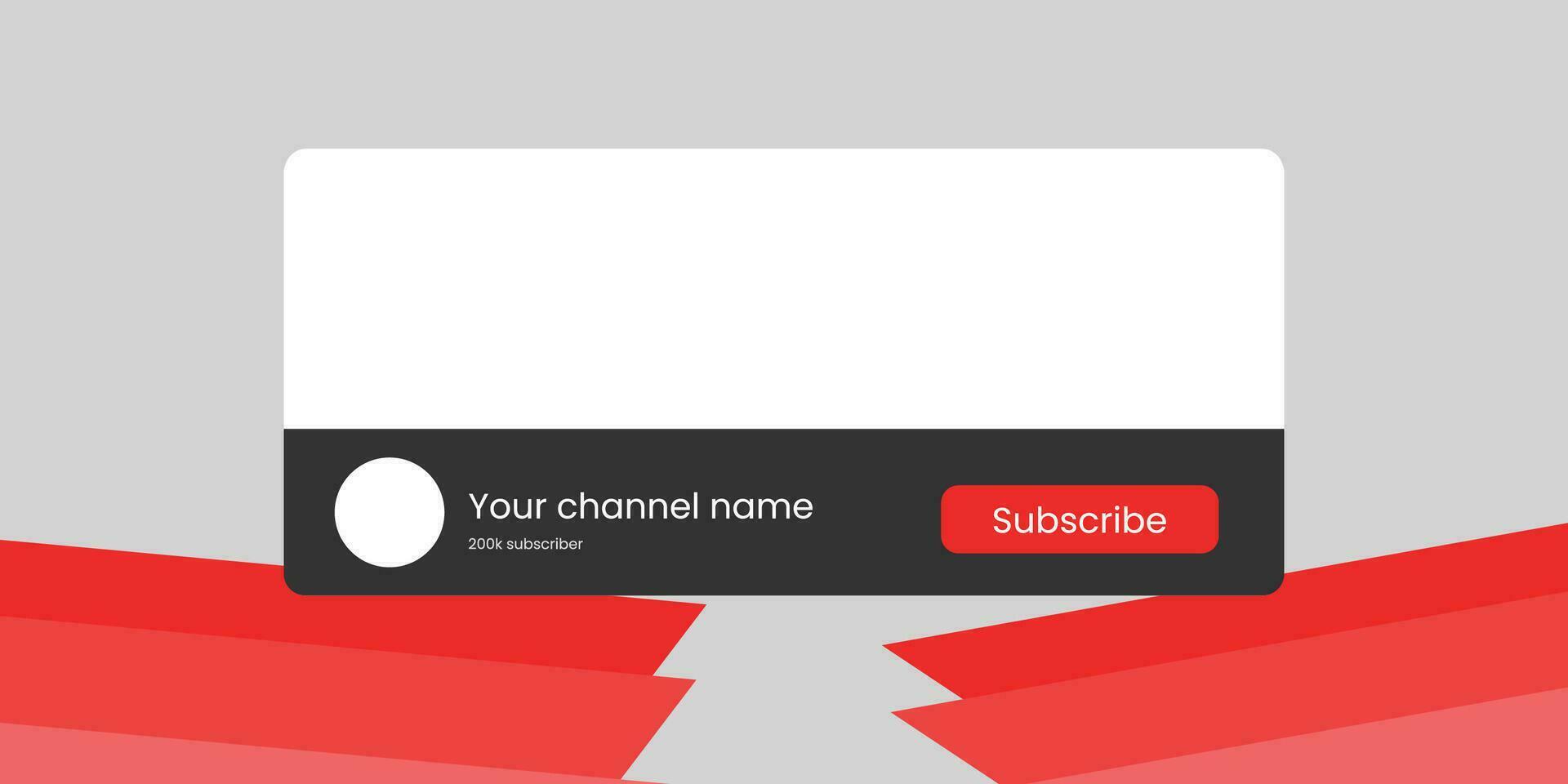 Youtube Kanal Name niedriger dritte mit Inhalt Platzhalter. Platzhalter zum Kanal Logo. Vektor Illustration