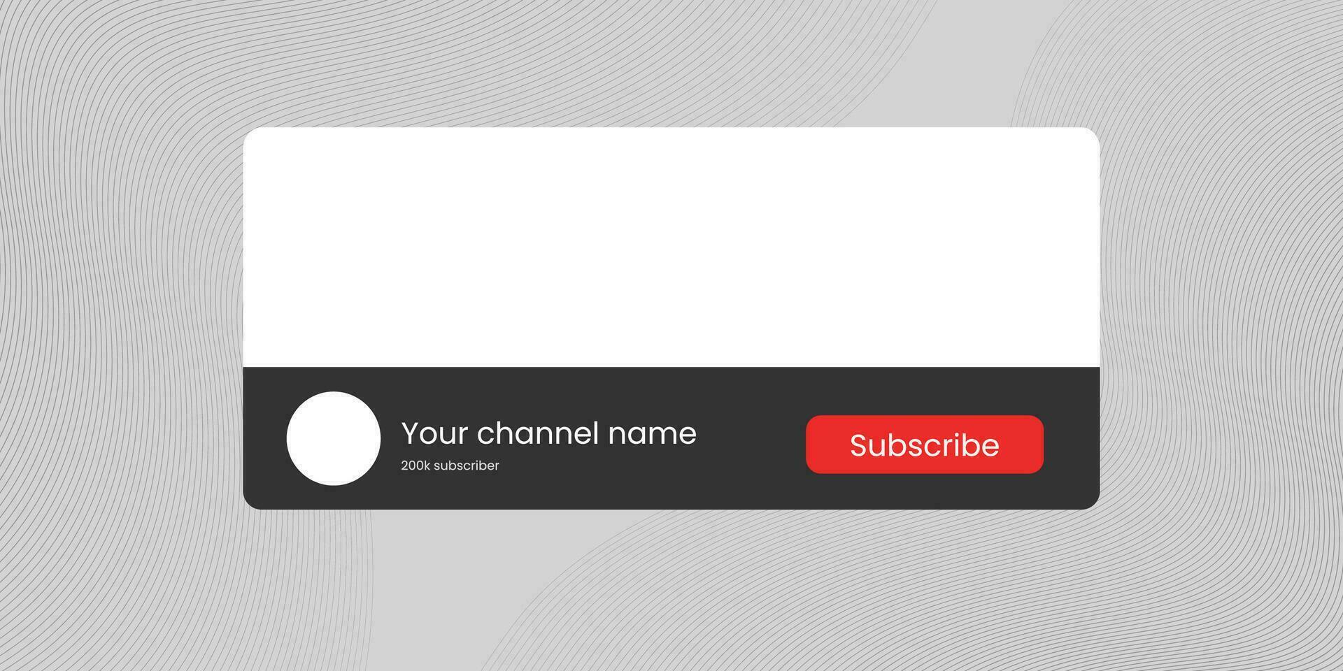 Youtube kanal namn lägre tredje med innehåll Platshållare. Platshållare för kanal logotyp. vektor illustration