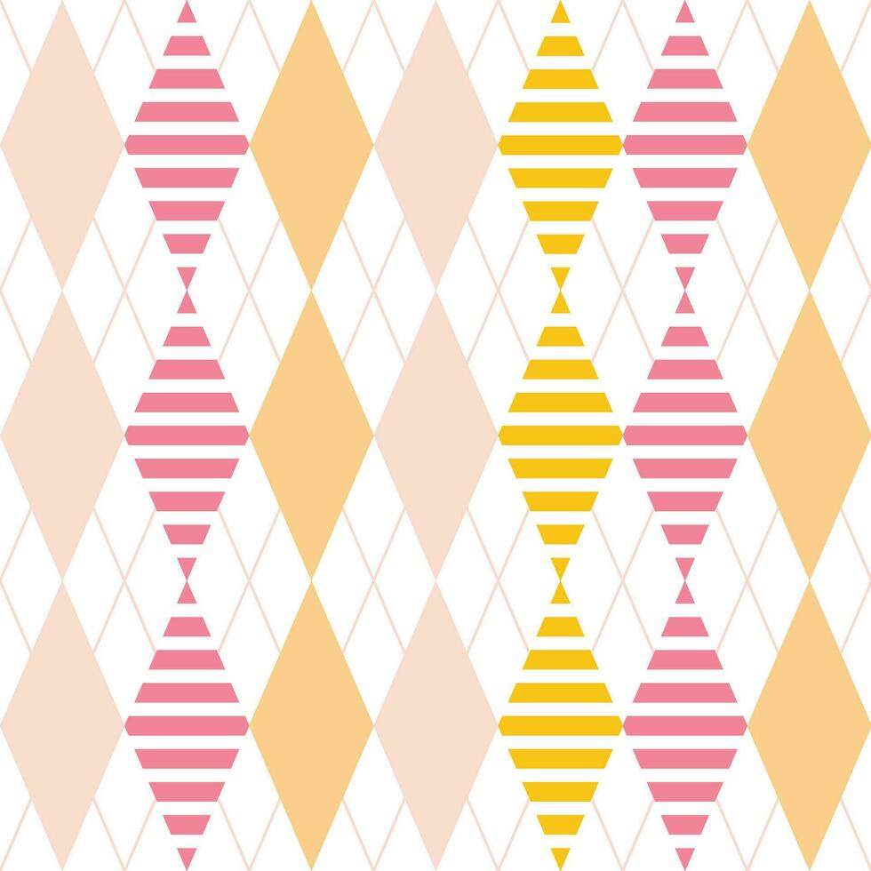 argyle mönster i beige och rosa. sömlös geometrisk vektor för gåva kort, gåva papper, hoppare, strumpor, scarf, Övrig modern vår sommar höst vinter- mode textil- eller papper skriva ut.