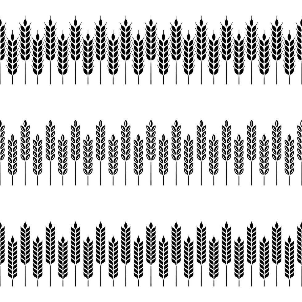 Weizen Ohren Grenzen. horizontal Weizen, Gerste und Roggen Rahmen nahtlos Muster Bürsten. Elemente zum Bier, Brot und Bäckerei, Mehl Produkt Verpackung Paket. Vektor einstellen