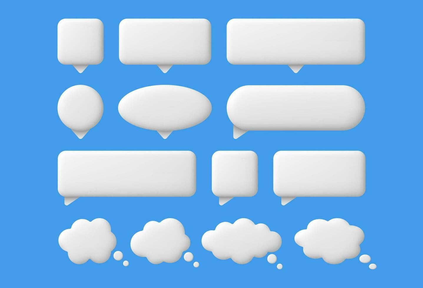 3d Rede Blasen. Weiß Plaudern Botschaft Text Blase, Denken und Dialog leeren Luftballons. habe gedacht Comic Wolken, online reden Box isoliert Vektor einstellen
