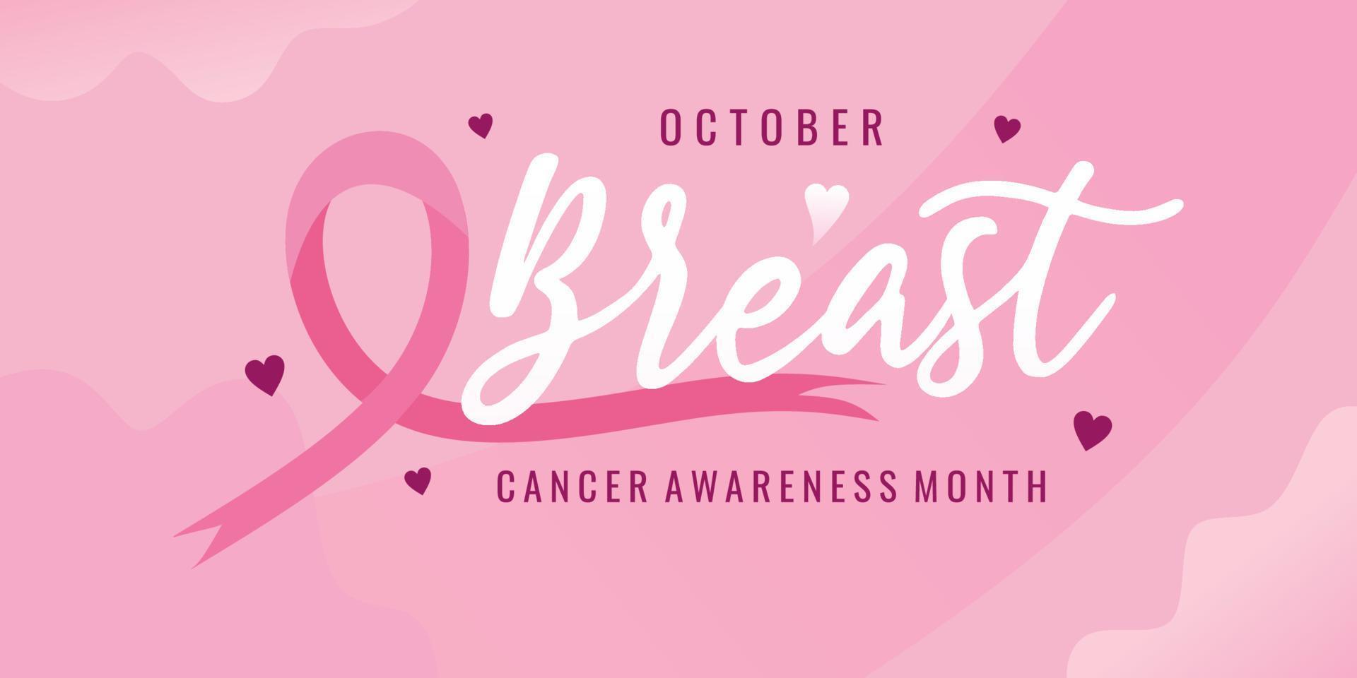 bröstcancer medvetenhet månad affisch. rosa bandband. vektor