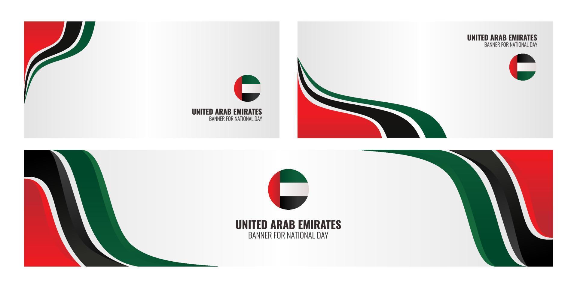 Stellen Sie das Banner zum Nationalfeiertag der Vereinigten Arabischen Emirate VAE ein vektor