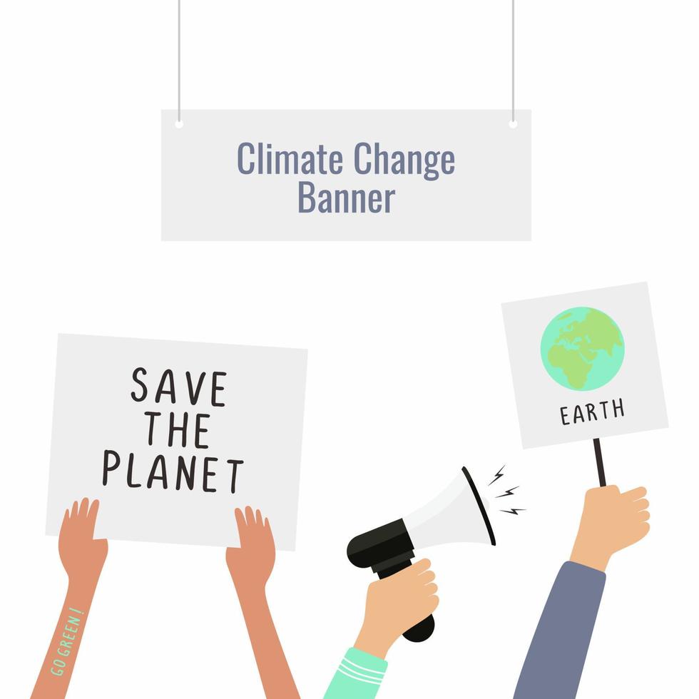 banner för klimatförändringar. demonstrera koncept, mot klimatförändringar. vektor