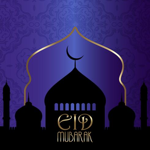 Eid Mubarak Hintergrund mit Silhouetten von Moscheen vektor