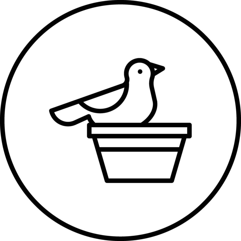 fågel på blomma pott vektor ikon