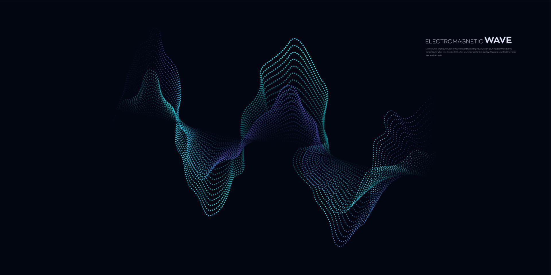 elektromagnetisches Wellenvektorelement mit abstraktem blauem Linienhintergrund im Konzept der Technologie, der Wissenschaft, des digitalen Netzwerks. vektor