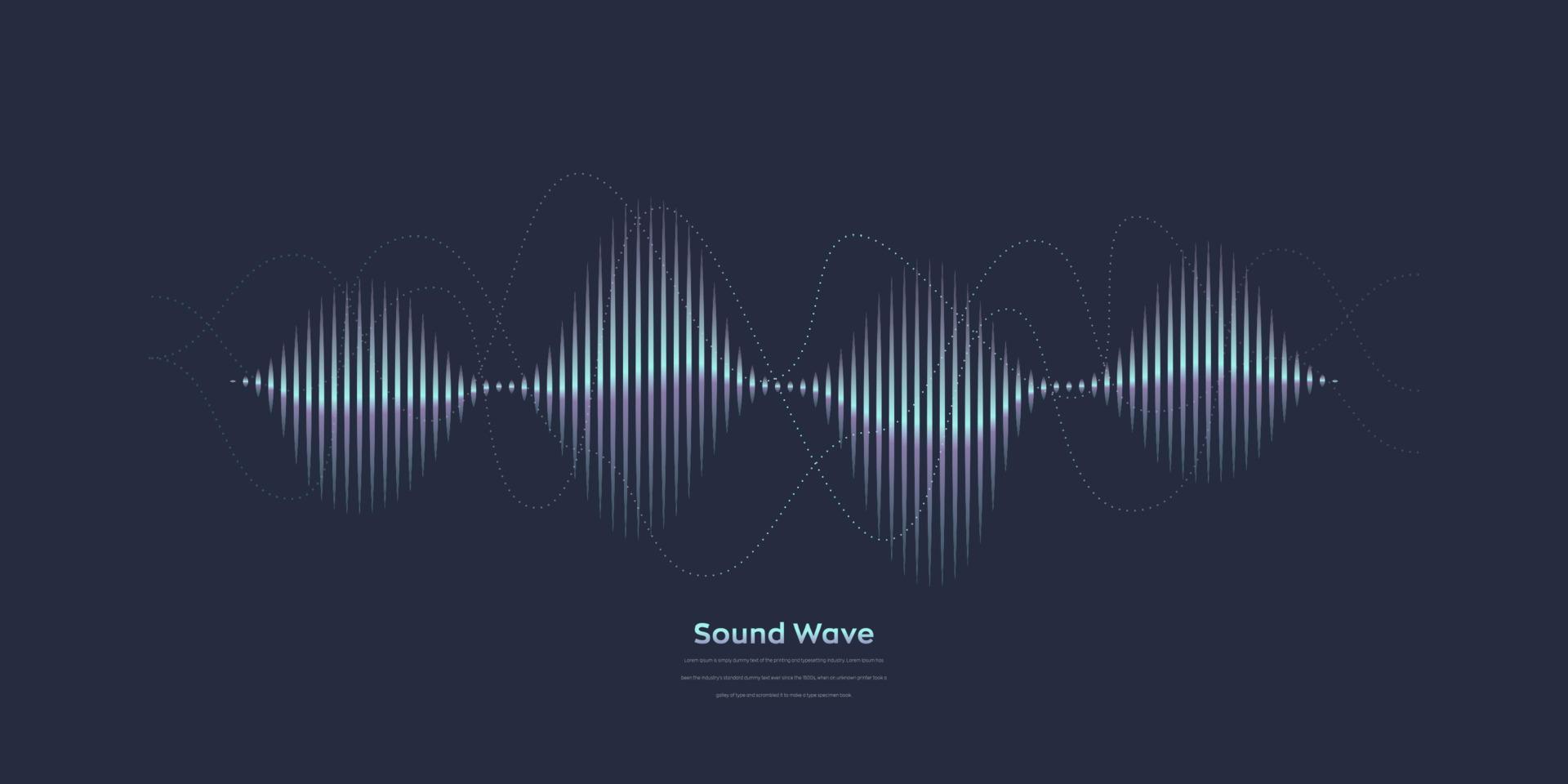 Vektor-Schallwelle. abstrakter bunter digitaler Equalizer. Audiowellendiagramm der Frequenz- und Spektrumvektorillustration auf dunklem Hintergrund. vektor