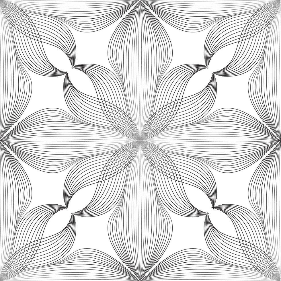 abstraktes nahtloses lineares Blumenmuster. Arabische Linienverzierung mit Blumenformen. florales Orient-Fliesenmuster mit schwarzen Linien. asiatische Ornamente. Wirbel geometrische Doodle-Textur vektor