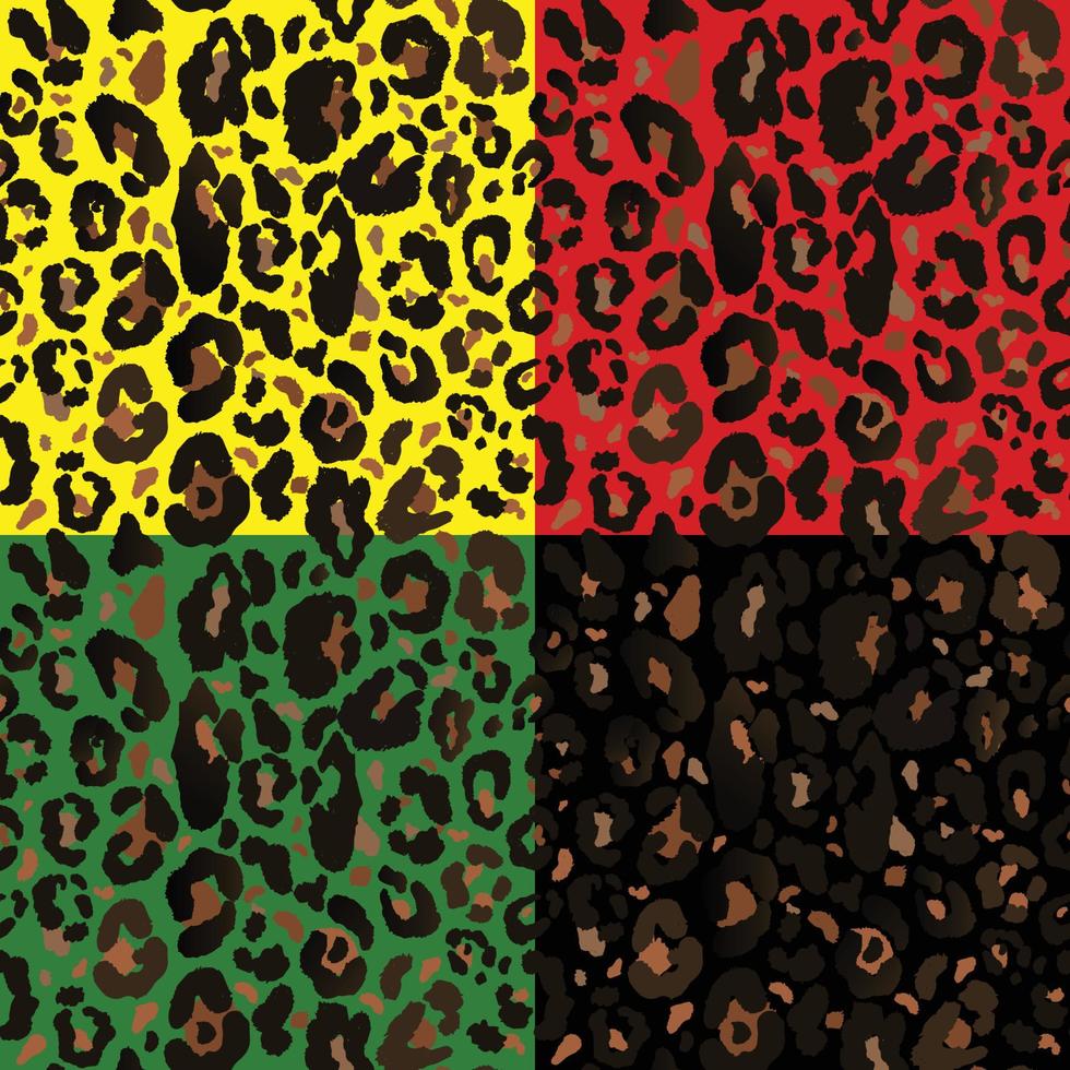 vektor sömlöst mönster med färgat leopardtryck. djurtryck. gepardtryck. färgad safari bakgrund.