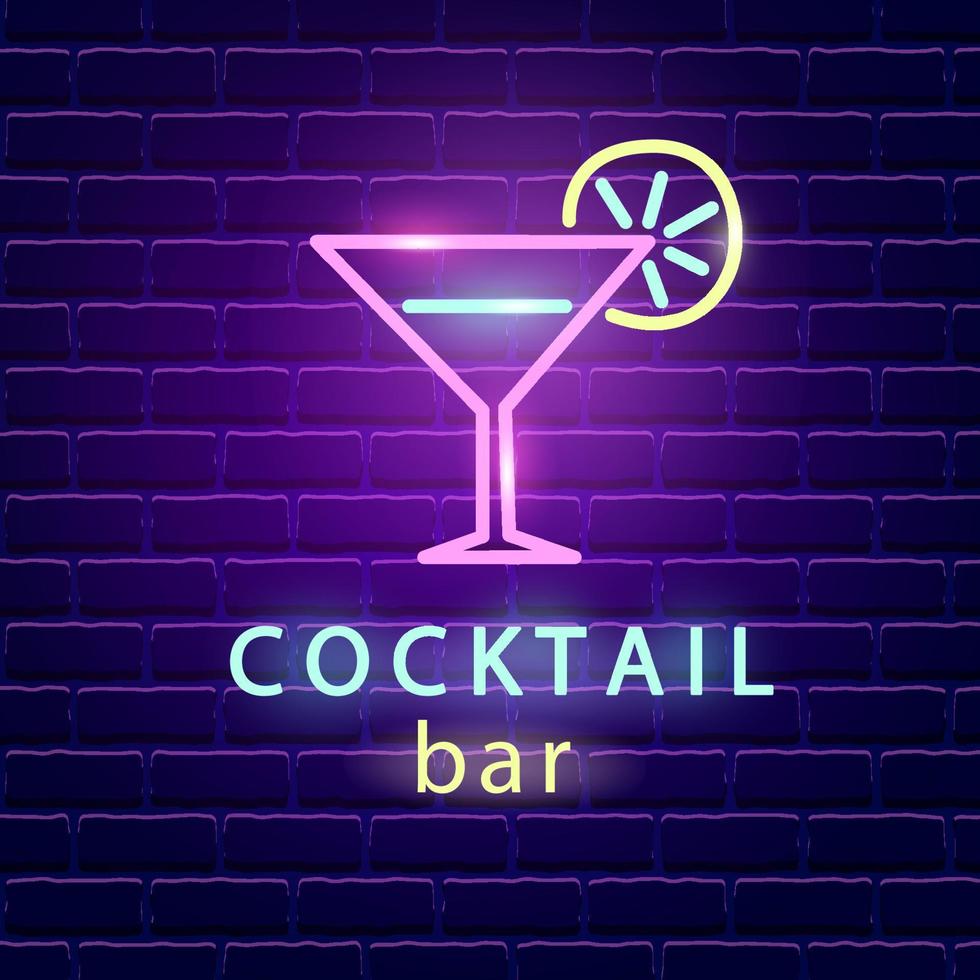 cocktailbar neonlogotyp vektor