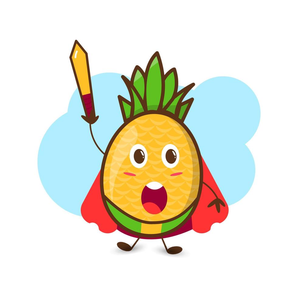 eine Illustration des niedlichen Ananasfruchtmaskottchenkönigs. vektor