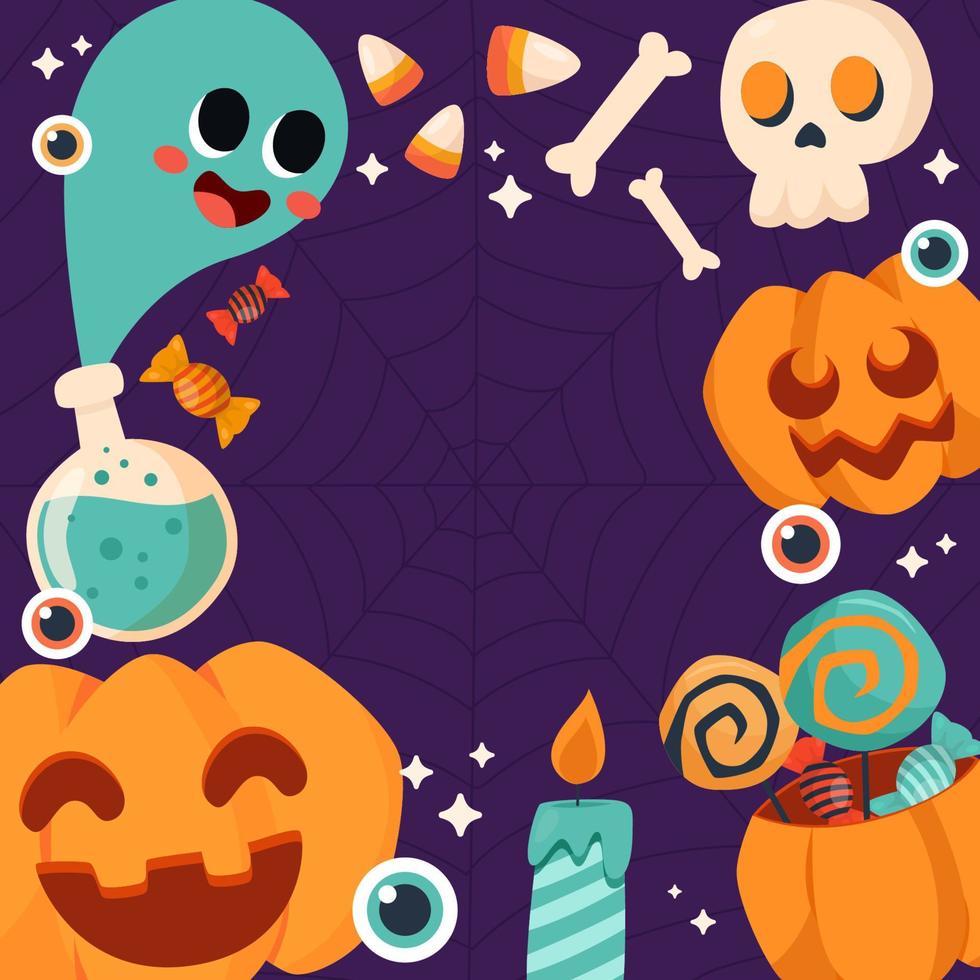 süße Halloween-Elemente für Hintergrundvorlage vektor