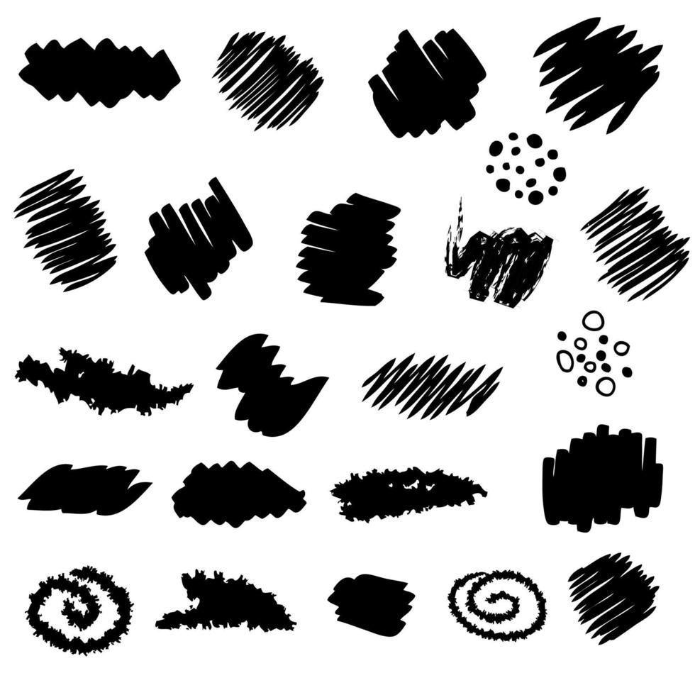 handgezeichnete Sammlung von Flecken und Strichen kritzelt. vektor