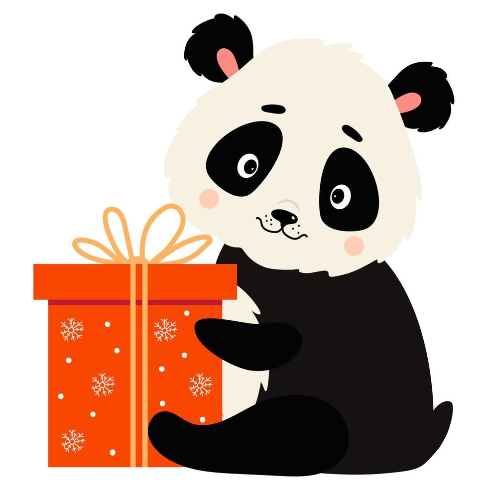 süßer Panda mit Geschenk vektor
