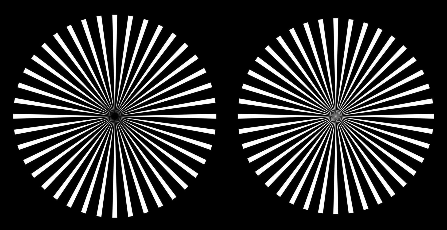 Strahlen, Balkenelement. Sunburst, Starburst-Form auf Weiß. kreisförmig geometrisch. abstrakte kreisförmige geometrische Form. Abbildung - Vektor