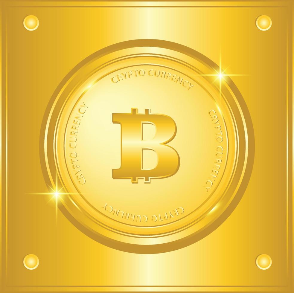 Bitcoin Kryptowährung Goldmedaille vektor