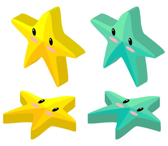 Gelbe und grüne Starfish im 3D-Design vektor