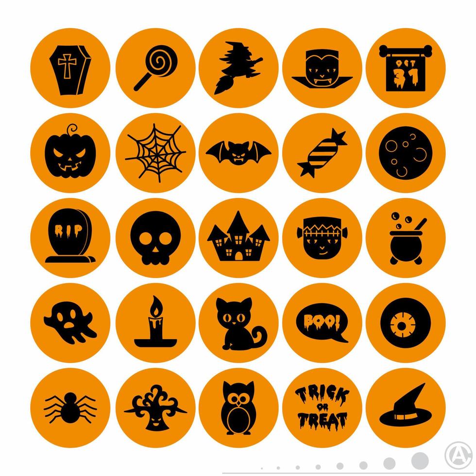 halloween ikonuppsättning orange.eps vektor