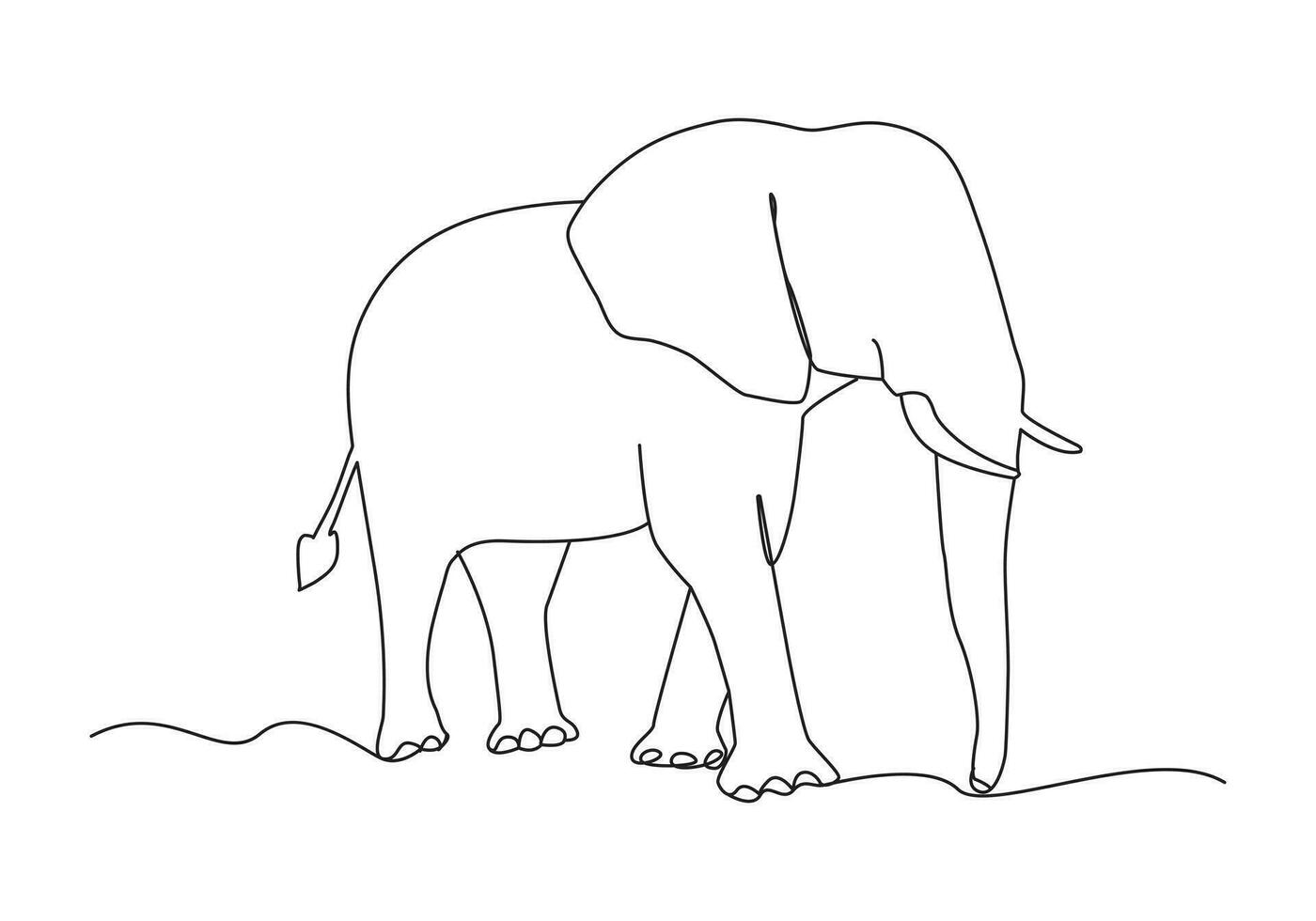 elefant i kontinuerlig linje konst teckning. minimalistisk svart linjär skiss isolerat på vit bakgrund. vektor illustration