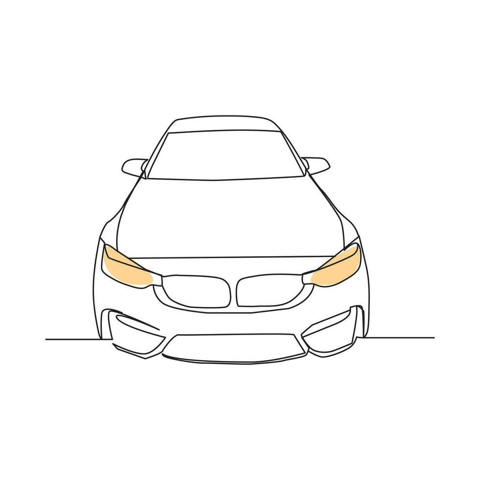 Auto im kontinuierlich einer Linie Zeichnung. Fahrzeug Auto Auto Vektor Symbol. isoliert auf Weiß Hintergrund. Vektor Illustration