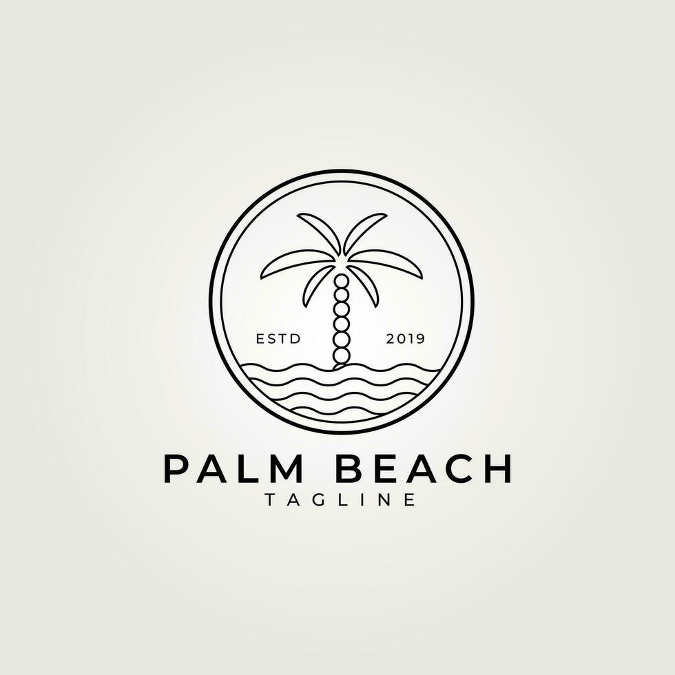 Palme Baum Logo Linie Kunst Vektor Jahrgang Illustration Design