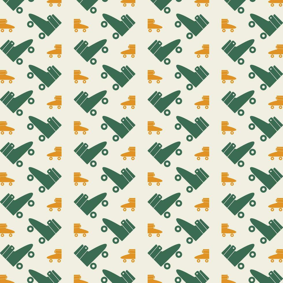 Walze Schlittschuh Grün Gelb Konzept modisch wiederholen Muster Vektor Illustration Hintergrund