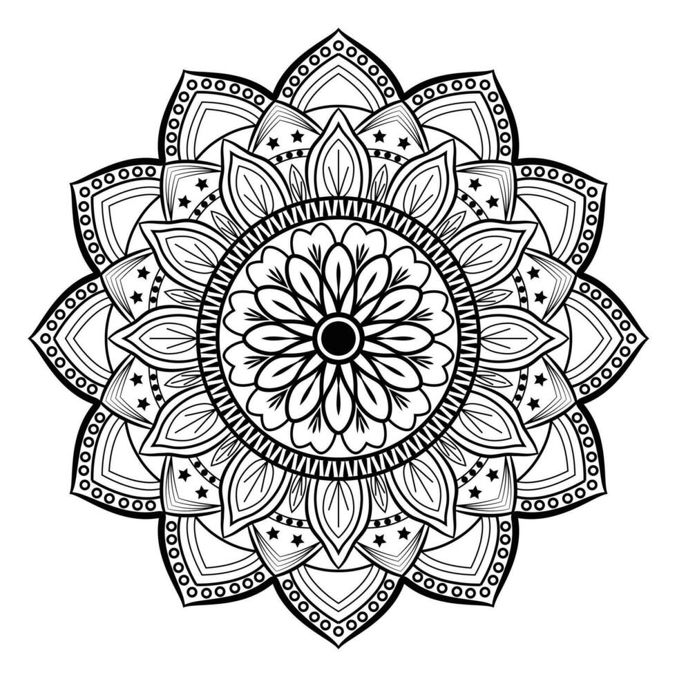 schwarz und Weiß Vektor geradlinig Mandala Hintergrund Design