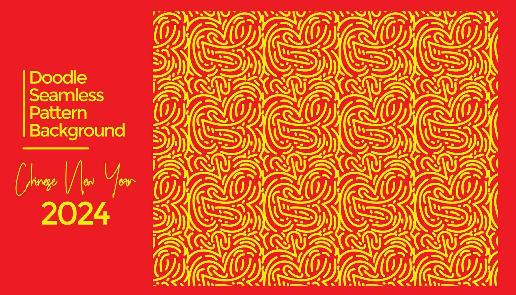 Vektor Hand gezeichnet Gekritzel Chinesisch Neu Jahr 2024 Thema Elemente Muster abstrakt Hintergrund