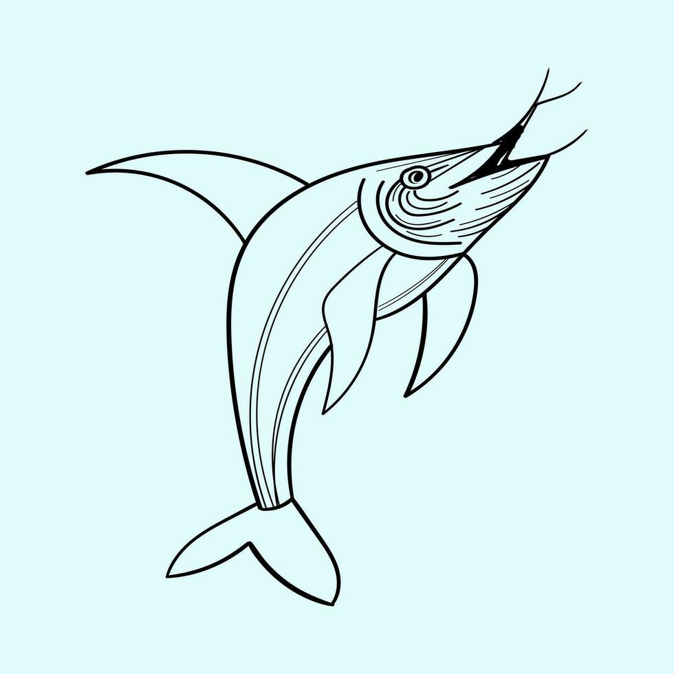 kostenlos Blau Marlin Fisch Springen Linie Kunst Illustration Design vektor