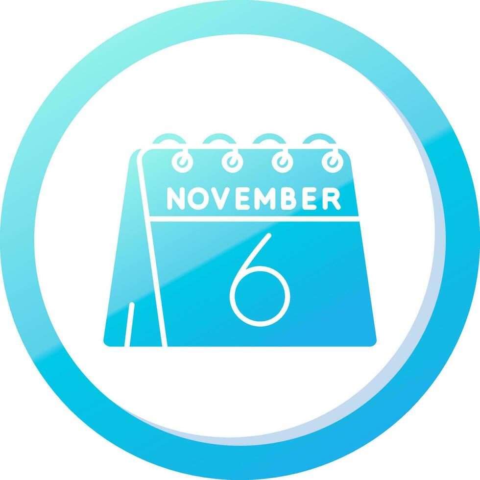 6:e av november fast blå lutning ikon vektor