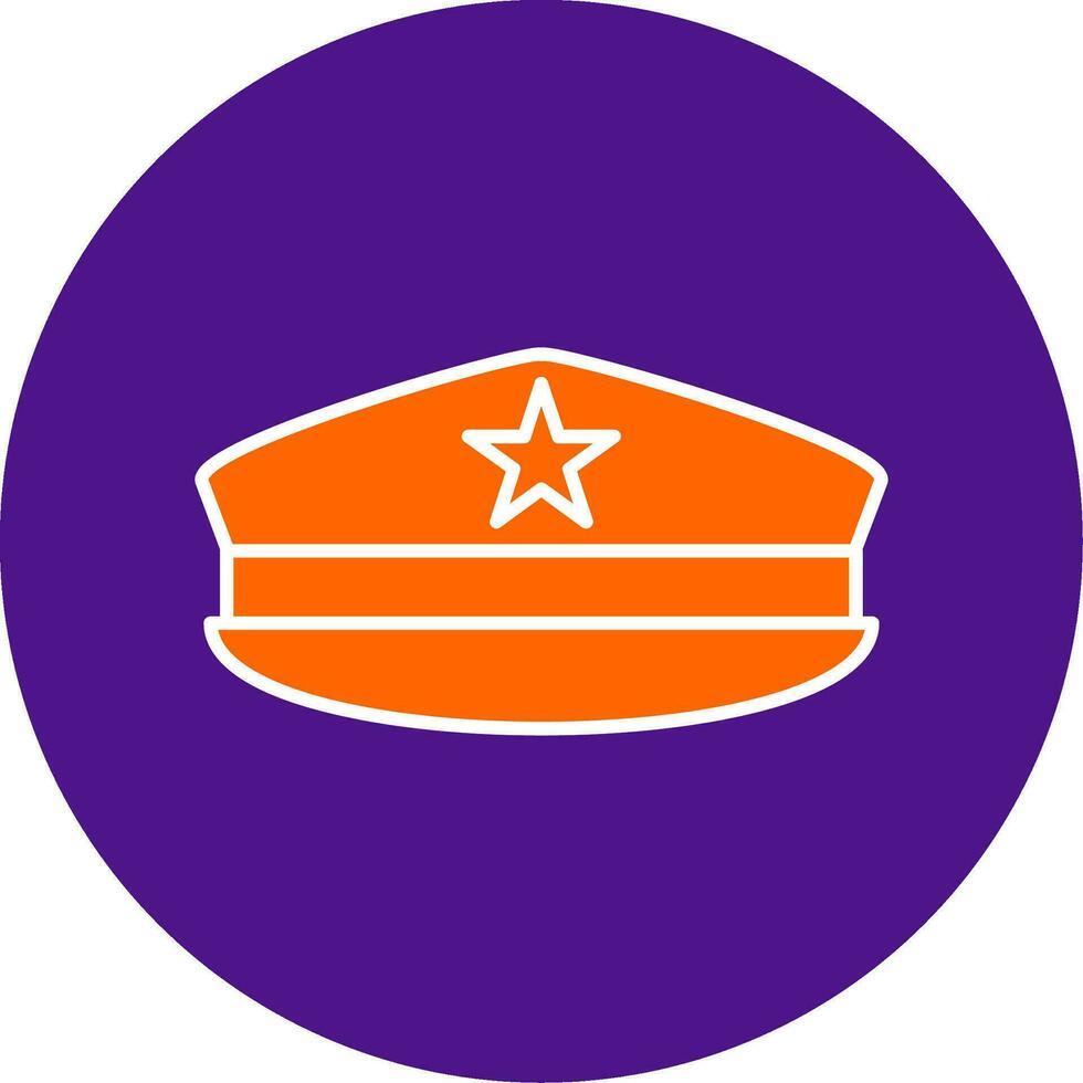 Militär- Hut Linie gefüllt Kreis Symbol vektor