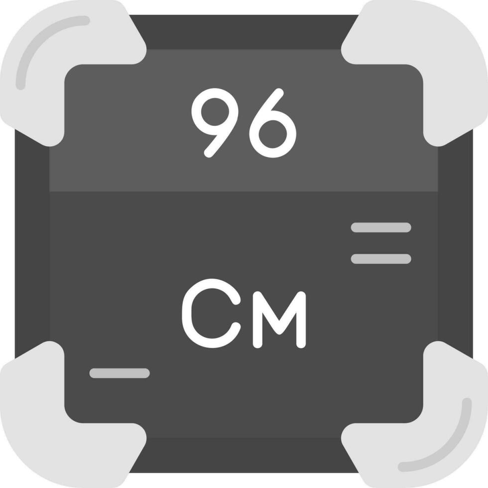 curium grå skala ikon vektor
