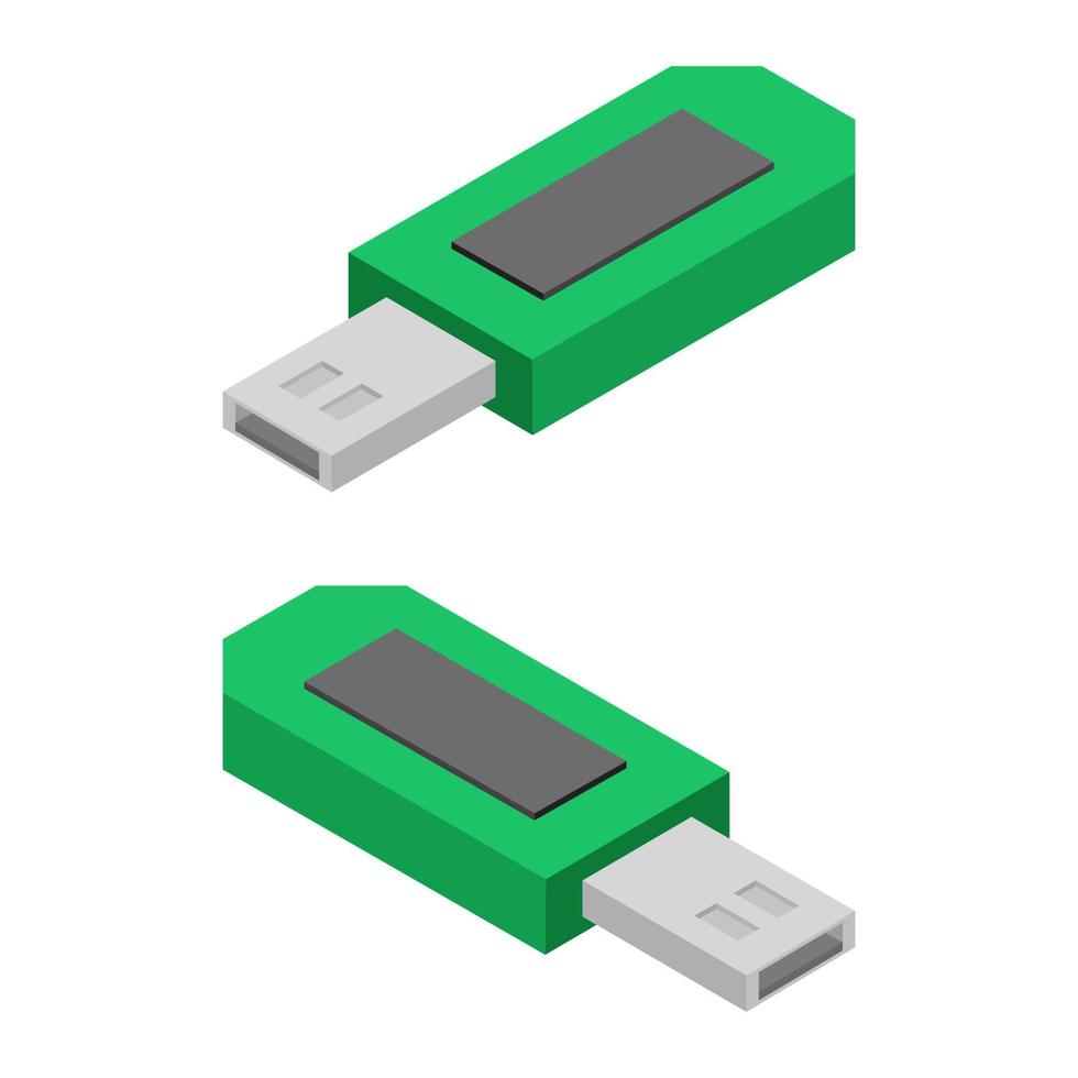 isometrisk usb -enhet på en vit bakgrund vektor