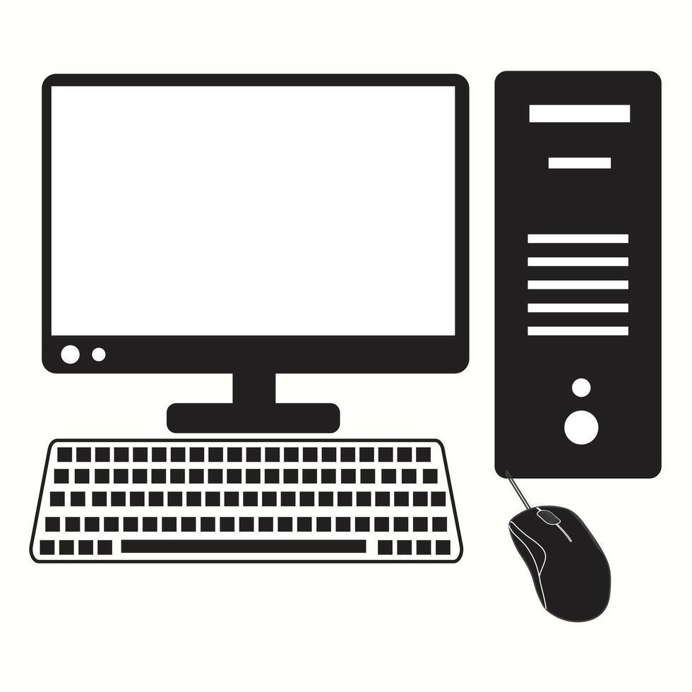 skrivbordet dator vektor ikon illustration eps