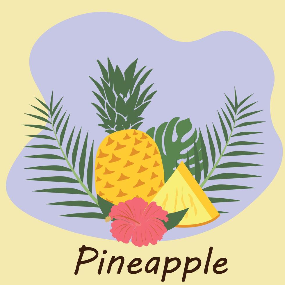 ananas. ananas frukt vektor illustration. färgrik ljuv skiva av ananas för saftig i de sommar. design för bakgrund, baner, tapet, affisch