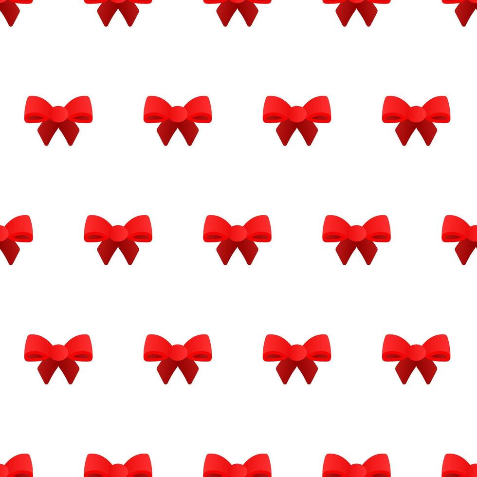 nahtlos Muster von rot Bögen auf ein Weiß Hintergrund. minimalistisch Muster. volumetrisch Bogen. Geschenk Bogen. Mädchen Haarnadel Bogen vektor
