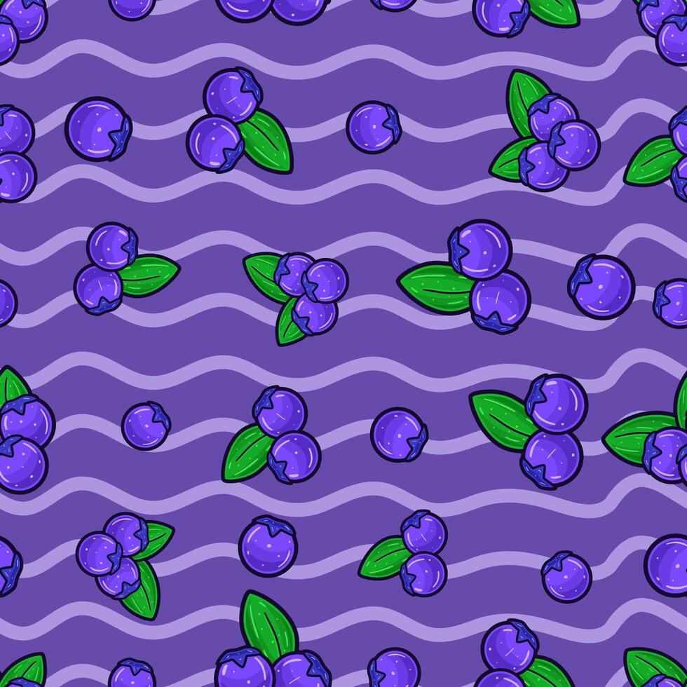 blåbär frukt sömlös mönster i tecknad serie stil. perfekt för bakgrund, bakgrund, tapet och omslag förpackning. vektor