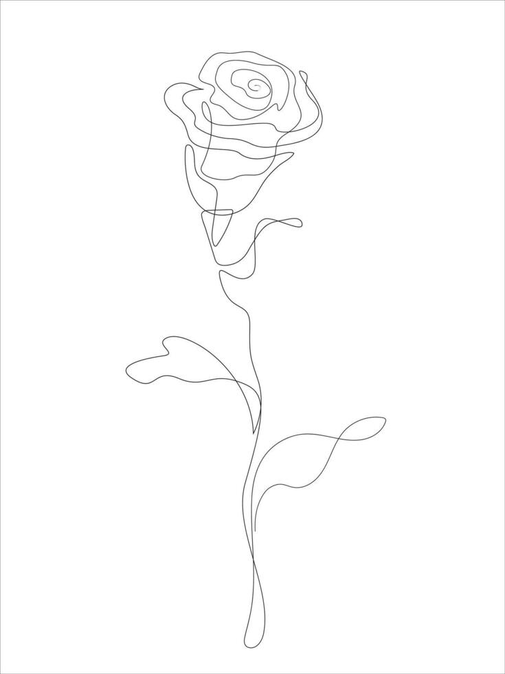blomma kontinuerlig ett linje konst teckning vektor illustration. minimalistisk kontur teckning. grymt bra reste sig isolerat på vit bakgrund.