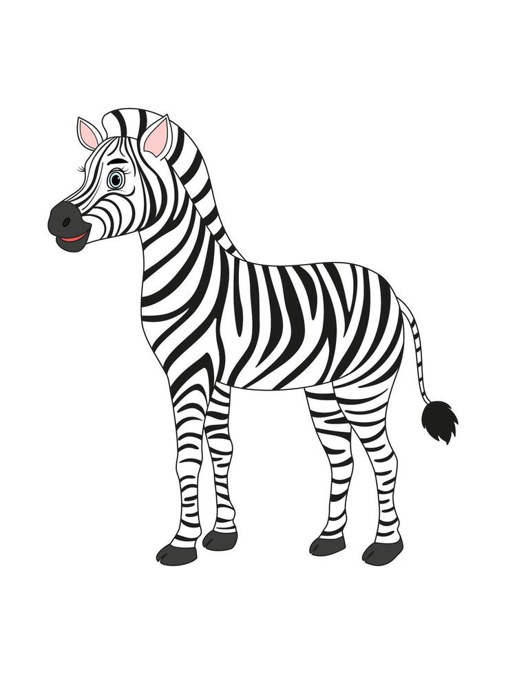 süß Karikatur Zebra, gestreift Pferd, isoliert Objekt auf Weiß Hintergrund. afrikanisch wild Savanne Tier. Vektor Zeichnung.