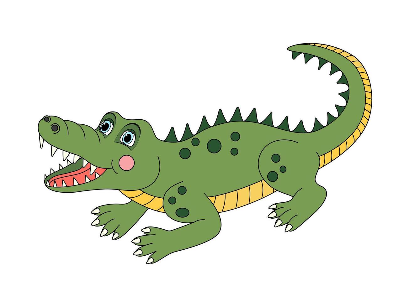 djur- karaktär rolig krokodil i tecknad serie stil. barns illustration. vektor illustration för design och dekoration.