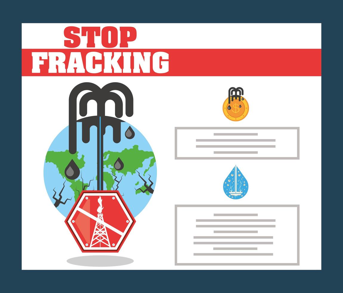 Stopp-Fracking-Bohrgerät, hydraulischer Fracking-Prozess vektor