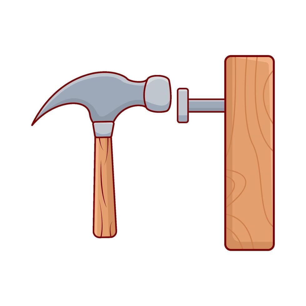hammare knackar naglar in i trä illustration vektor