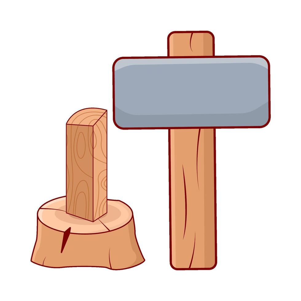 Hammer mit Baum Kofferraum Illustration vektor