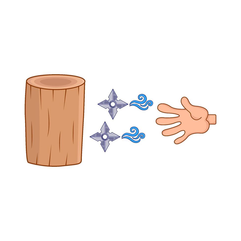 shuriken, hand med träd trunk illustration vektor