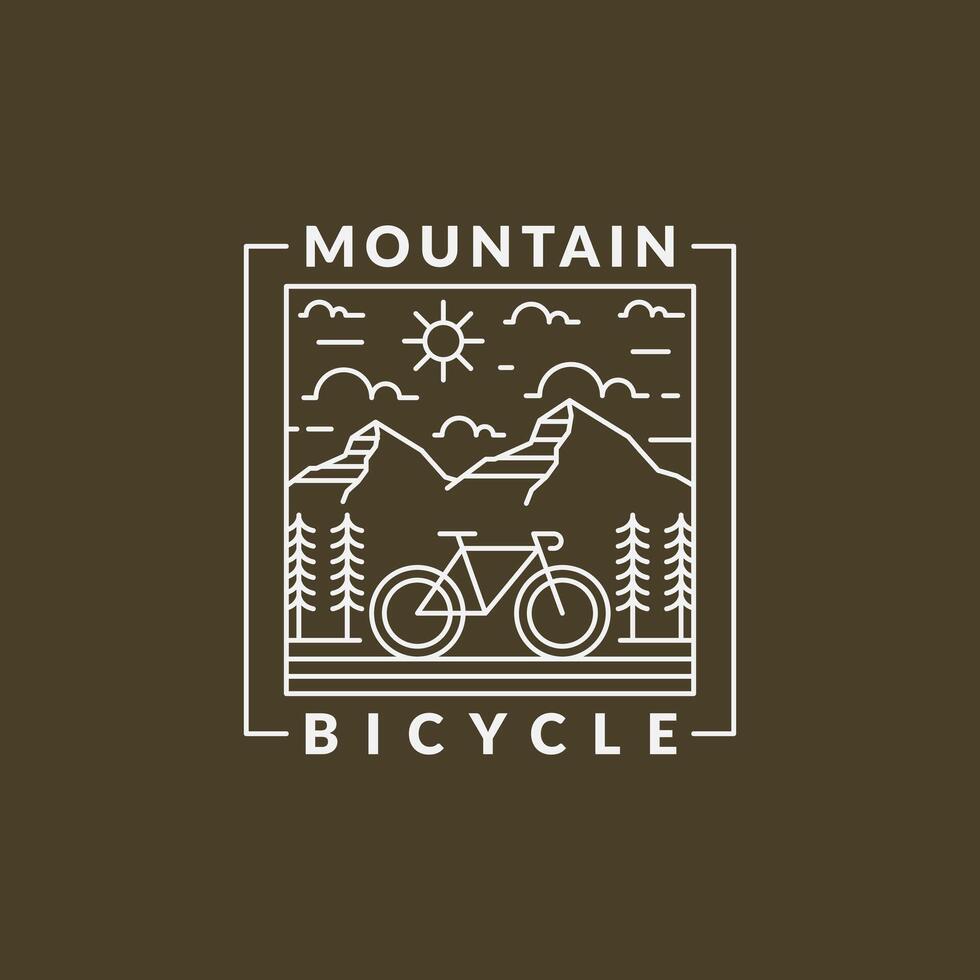 berg och cykel monoline eller linje konst stil vektorillustration vektor