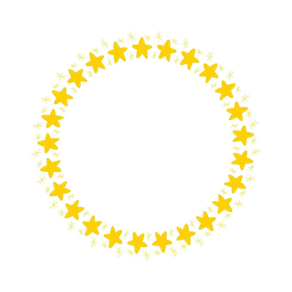 Vektor golden Kreis Rahmen von Star gestalten isoliert auf Weiß