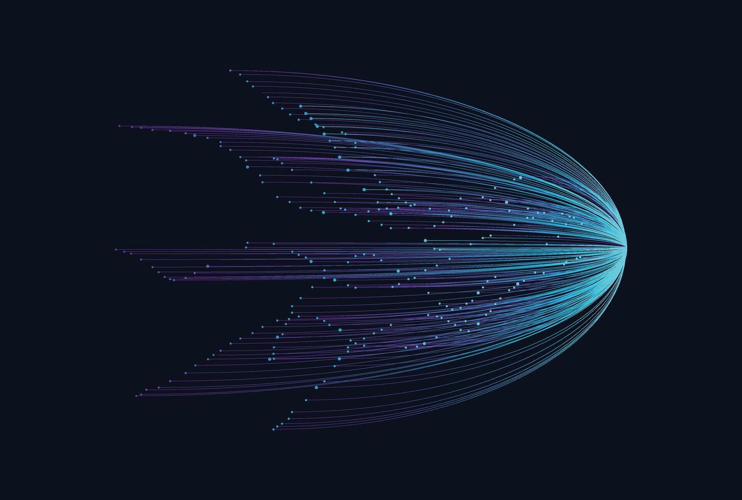 våglinjer flyter dynamiskt. artificiell intelligens djupinlärning visualiseringsnätverk koncept för ai, musik, ljud. vektor illustration